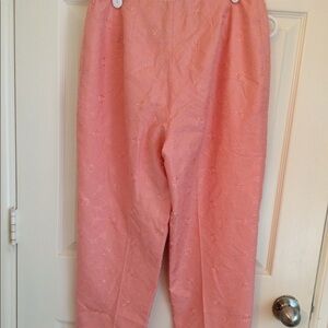 Dana Buchman Coral-Pink Straight Leg Embroidered Pants